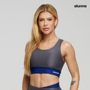 TOP FITNESS FEMININO CANELADO CHUMBO NO AZUL ROYAL COM BOJO NEUTRO